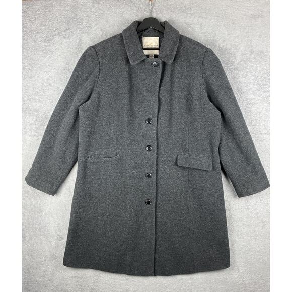 Covington Coat Womens 20-22W Gray Wool Blend Button Front Lined Notch Collar - Picture 1 of 16